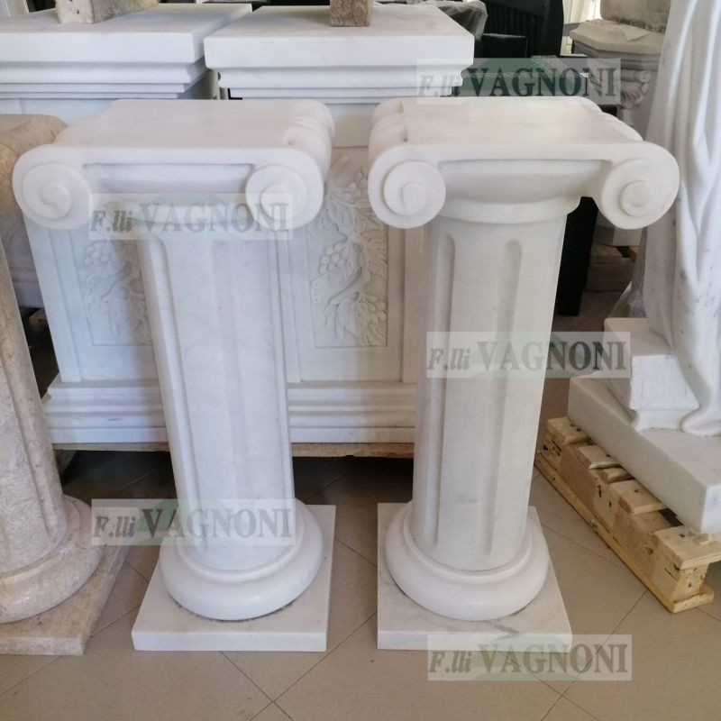 COPPIA DI COLONNE IONICO IN MARMO BIANCO CM. 75 PER TAVOLO